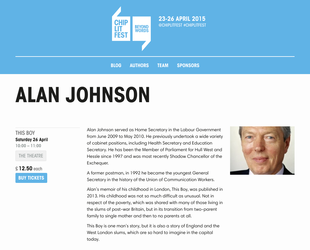 screenshot of Alan Johnson author page